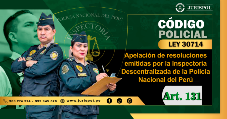 Artículo 131 del Reglamento de la Ley 30714.- Apelación de resoluciones emitidas por la Inspectoría Descentralizada de la PNP