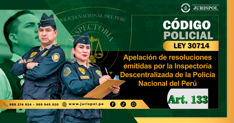 Artículo 133 del Reglamento de la Ley 30714.- Apelación de resoluciones emitidas por la Inspectoría Descentralizada de la PNP