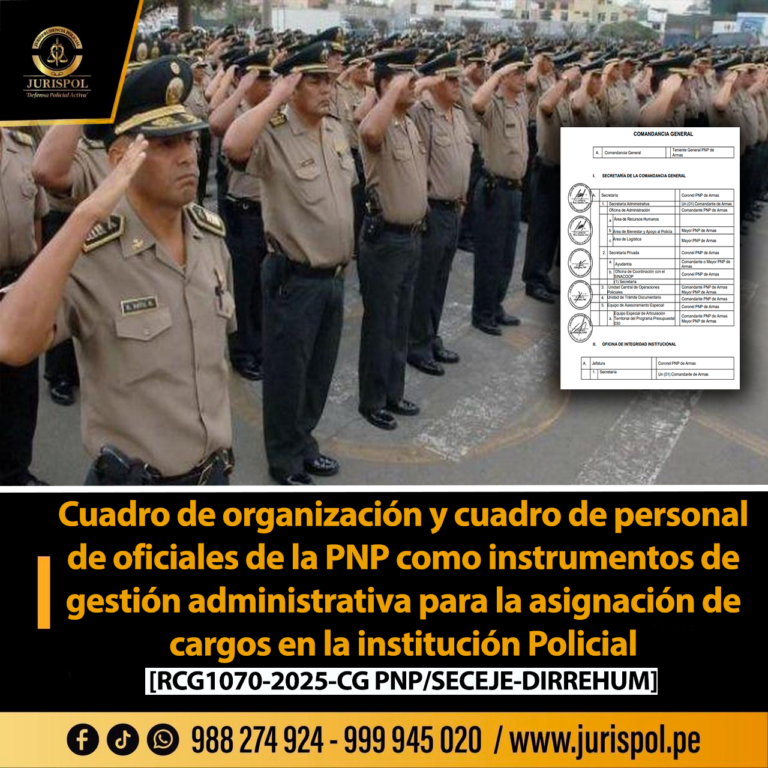 Cuadro de organización y cuadro de personal de oficiales de la PNP como instrumentos de gestión administrativa para la asignación de cargos en la institución Policial [RCG1070-2025-CG PNP/SECEJE-DIRREHUM]