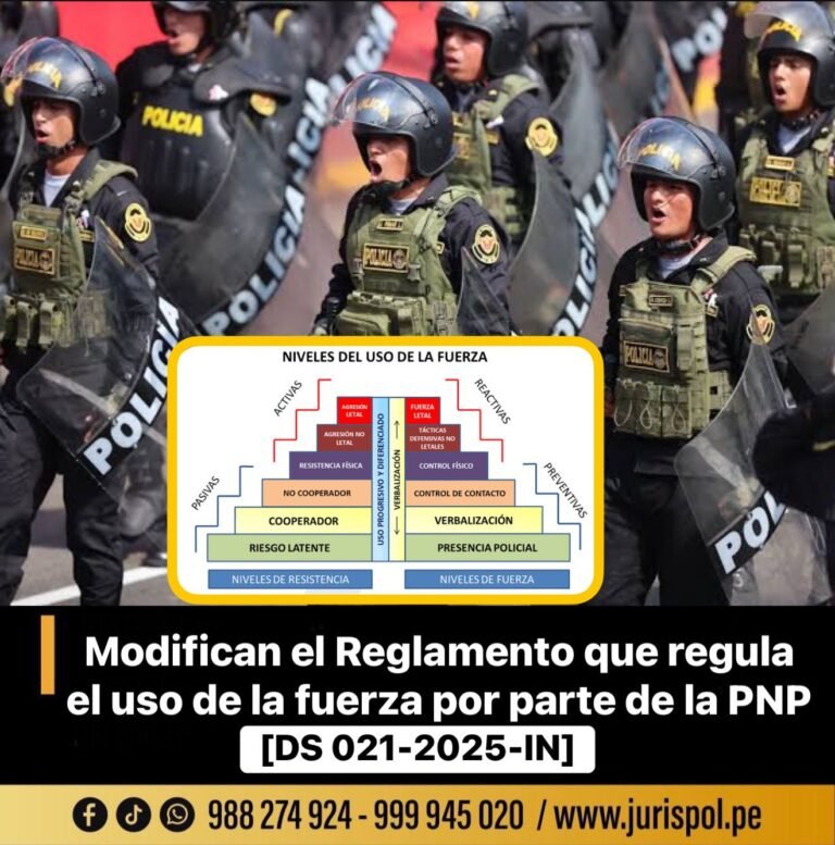 Se modifica el Reglamento del Decreto Legislativo 1186, que regula el uso de la fuerza por parte de la PNP [DS 021-2025-IN]