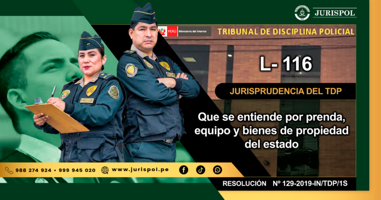 L-116.- Que se entiende por prenda, equipo y bienes de propiedad del estado