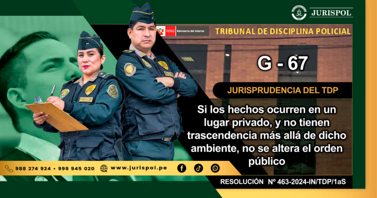 G-67.- Si los hechos ocurren en un lugar privado, y no tienen trascendencia más allá de dicho ambiente, no se altera el orden público