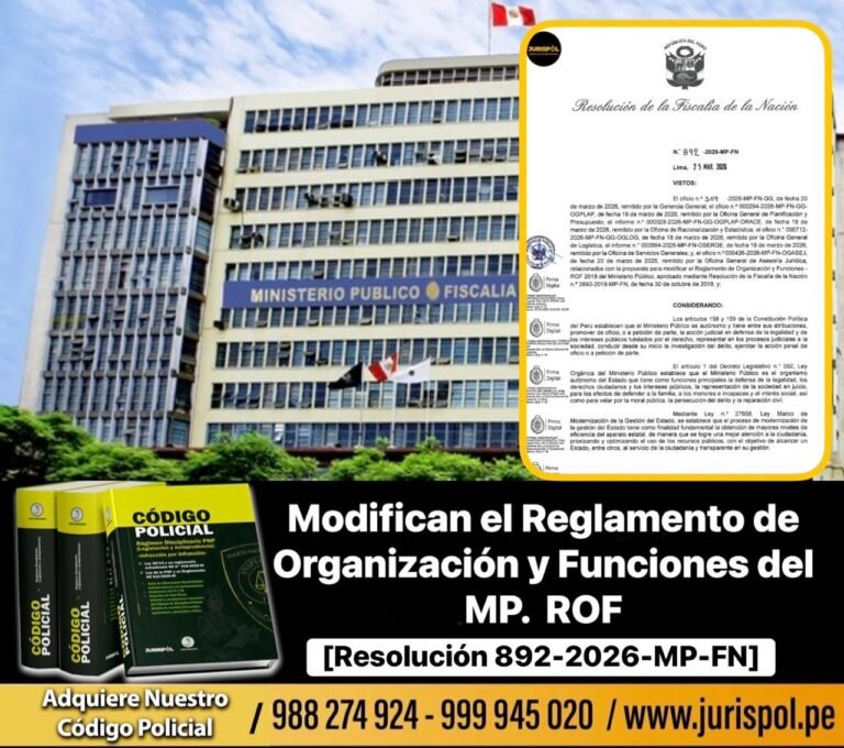 Modifican los artículos del Reglamento de Organización y Funciones – ROF 2018 del Ministerio Público [RFN 892 -2026-MP-FN]