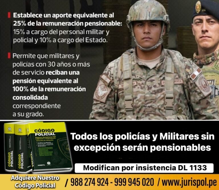 Policías y Militares tendrán pensiones dignas sin discriminación por su antigüedad [Modifican por insistencia el DL 1133]