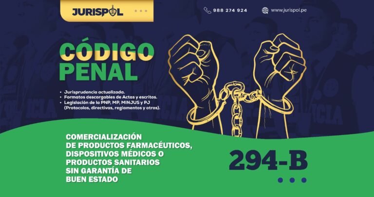 Artículo 294-B del Código Penal Peruano.- Comercialización de productos farmacéuticos, dispositivos médicos o productos sanitarios sin garantía de buen estado
